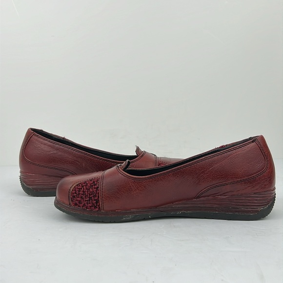 Dansko Womens Burgundy Leather Slip On Shoes Casual Career Tweed & Button Detail - Picture 9 of 12
